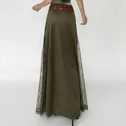 Skirts*Boogzel Clothing Woodland Dreams Lace-Slit Maxi Skirt Green