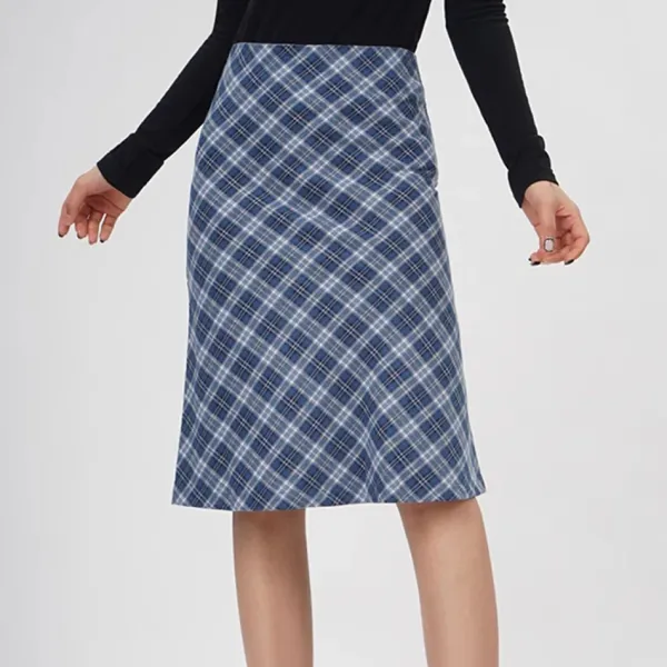 Skirts*Boogzel Clothing Worry Less Plaid Midi Skirt Blue