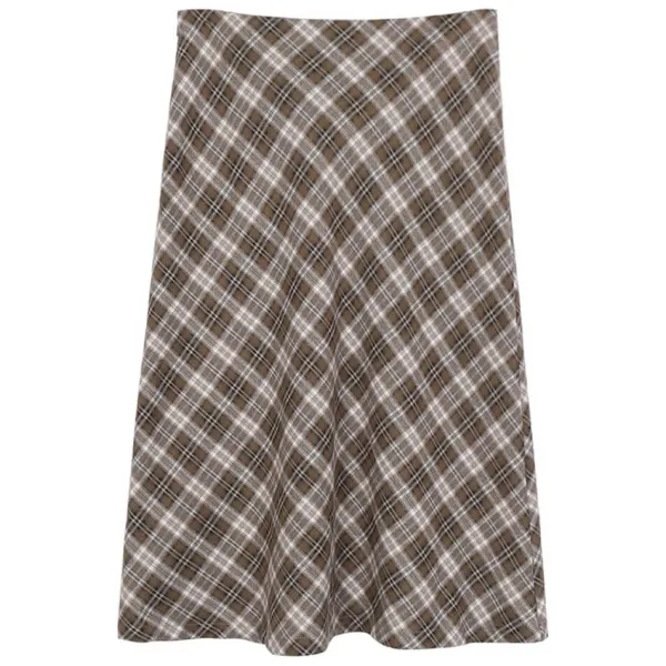Skirts*Boogzel Clothing Worry Less Plaid Midi Skirt Brown