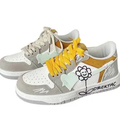 Aesthetic Sneakers*Boogzel Clothing Yellow & Grey Flower Sneakers Grey/yellow