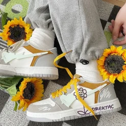 Aesthetic Sneakers*Boogzel Clothing Yellow & Grey Flower Sneakers Grey/yellow