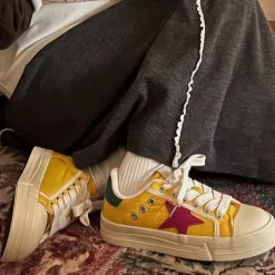 Aesthetic Sneakers*Boogzel Clothing & Red Star Sneakers Yellow