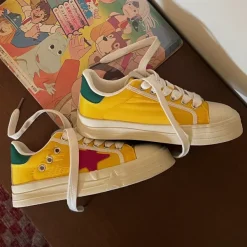 Aesthetic Sneakers*Boogzel Clothing & Red Star Sneakers Yellow