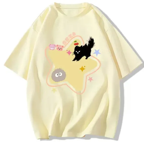 Aesthetic T-Shirts & Graphic Tees*Boogzel Clothing Yellow Star Cat T-Shirt