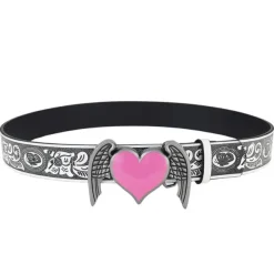 Belts & Chains*Boogzel Clothing Y2K Aesthetic Angel Wings Heart Belt Silver/pink