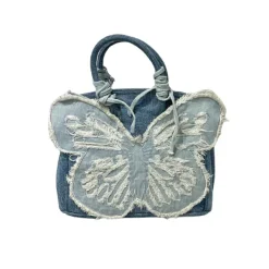 Bags & Purses*Boogzel Clothing Y2K Aesthetic Denim Butterfly Handbag Blue