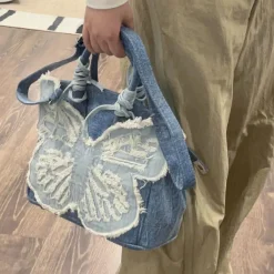 Bags & Purses*Boogzel Clothing Y2K Aesthetic Denim Butterfly Handbag Blue