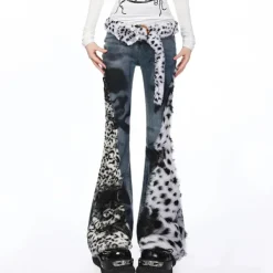 Jeans*Boogzel Clothing Y2K Aesthetic Patchwork Flared Jeans Blue