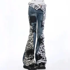Jeans*Boogzel Clothing Y2K Aesthetic Patchwork Flared Jeans Blue