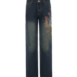 Jeans*Boogzel Clothing Y2K Aesthetic Wide Leg Jeans Blue