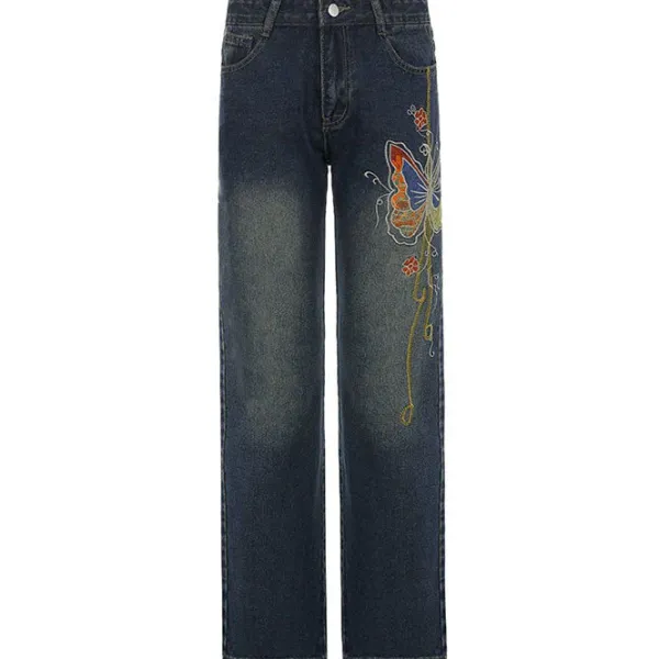 Jeans*Boogzel Clothing Y2K Aesthetic Wide Leg Jeans Blue