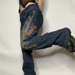 Jeans*Boogzel Clothing Y2K Aesthetic Wide Leg Jeans Blue