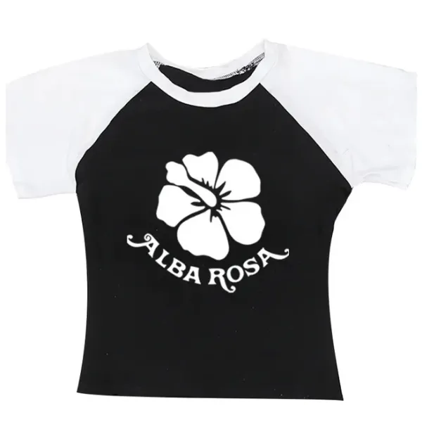 Y2K Tops|Aesthetic T-Shirts & Graphic Tees*Boogzel Clothing Y2K Alba Rosa Baby Tee