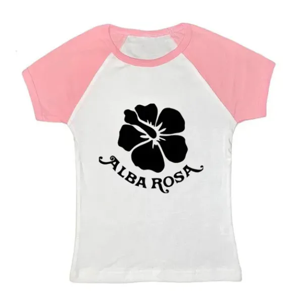 Y2K Tops|Aesthetic T-Shirts & Graphic Tees*Boogzel Clothing Y2K Alba Rosa Baby Tee