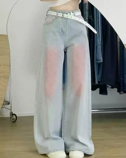 Jeans*Boogzel Clothing Y2K Blush Glitter Jeans Blue