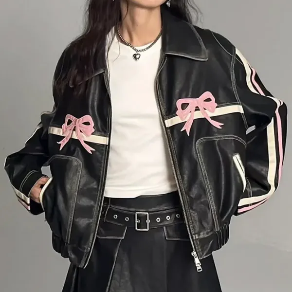 Coats & Jackets*Boogzel Clothing Y2K Bow Motorcycle Jacket