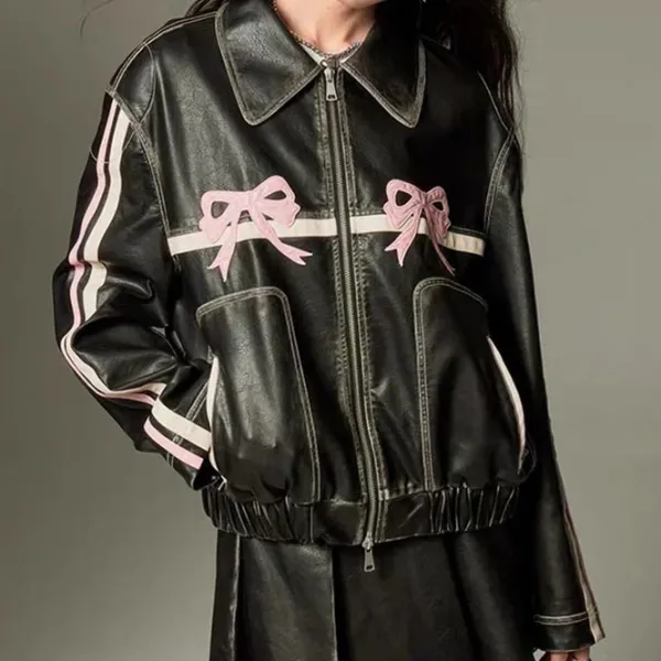 Coats & Jackets*Boogzel Clothing Y2K Bow Motorcycle Jacket