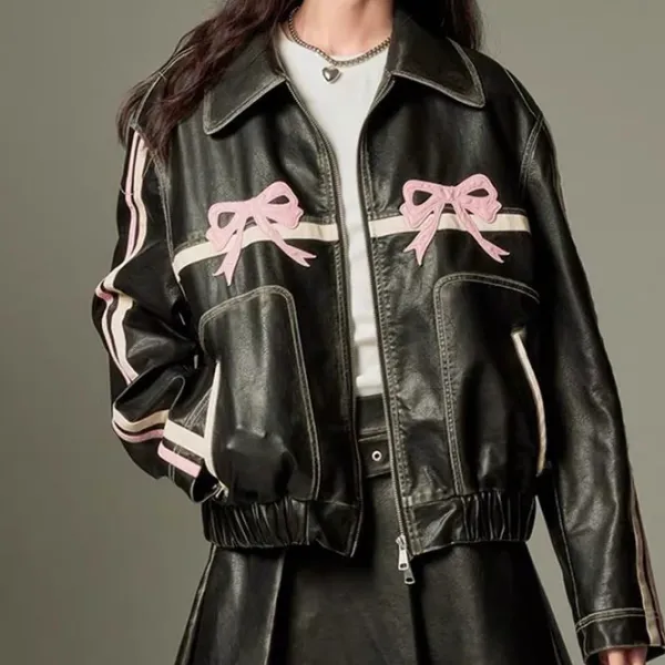 Coats & Jackets*Boogzel Clothing Y2K Bow Motorcycle Jacket
