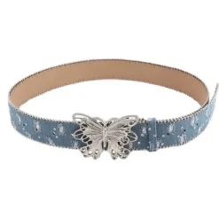 Belts & Chains*Boogzel Clothing Y2K Butterfly Buckle Denim Belt Blue
