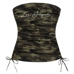 Y2K Tops*Boogzel Clothing Y2K Camouflage Tube Top Green