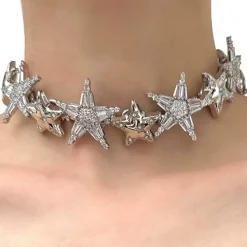 Necklaces & Chokers*Boogzel Clothing Y2K Catwalk Star Choker Silver
