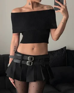 Belts & Chains*Boogzel Clothing Y2K Double-Belt Extreme Micro Skirt