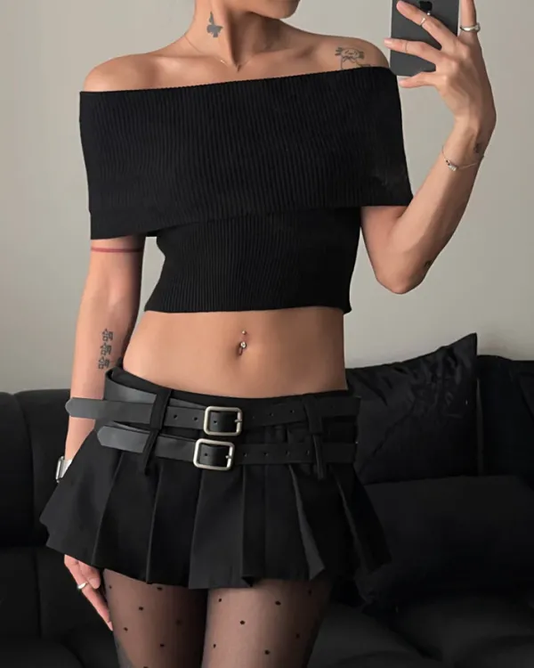 Belts & Chains*Boogzel Clothing Y2K Double-Belt Extreme Micro Skirt