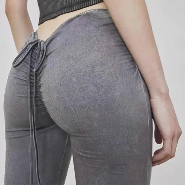 Pants & Trousers*Boogzel Clothing Y2K Drawstring Ruched Flare Pants Grey