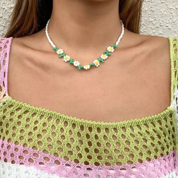 Necklaces & Chokers*Boogzel Clothing Y2K Flower Beaded Choker