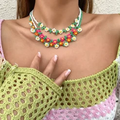Necklaces & Chokers*Boogzel Clothing Y2K Flower Beaded Choker