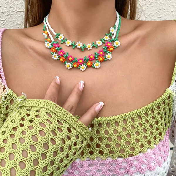 Necklaces & Chokers*Boogzel Clothing Y2K Flower Beaded Choker