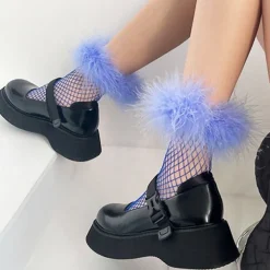 Socks*Boogzel Clothing Y2K Fluffy Net Socks