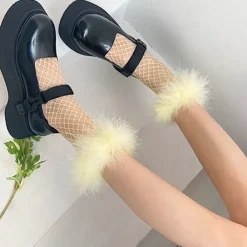 Socks*Boogzel Clothing Y2K Fluffy Net Socks