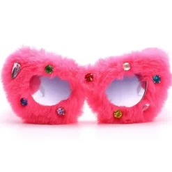 Sunglasses*Boogzel Clothing Y2K Fuzzy Rhinestone Glasses