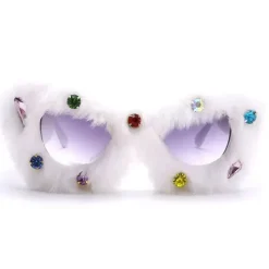 Sunglasses*Boogzel Clothing Y2K Fuzzy Rhinestone Glasses