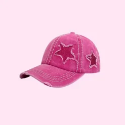Hats*Boogzel Clothing Y2K Glitter Star Denim Baseball Cap
