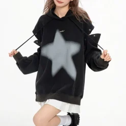 Hoodies*Boogzel Clothing Y2K Hoodie with Graffiti Star Print