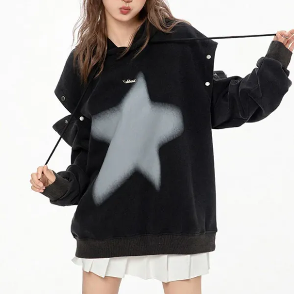 Hoodies*Boogzel Clothing Y2K Hoodie with Graffiti Star Print