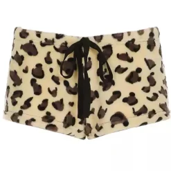 Shorts*Boogzel Clothing Y2K Leopard Fuzzy Mini Shorts Brown
