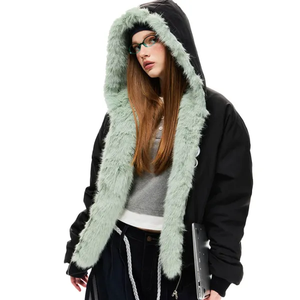 Coats & Jackets*Boogzel Clothing Y2K Mint Fur Parka Black/green