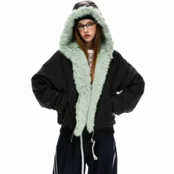 Coats & Jackets*Boogzel Clothing Y2K Mint Fur Parka Black/green