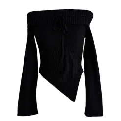 Sweaters|Long Sleeve Tops*Boogzel Clothing Y2K Off-Shoulder Knit Top