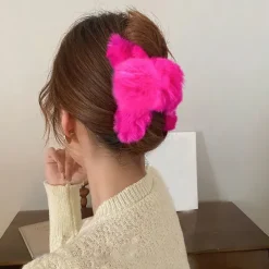 Hair Accessories*Boogzel Clothing Y2K Fuzzy Hair Claw Pink