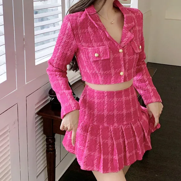 Dresses & Rompers*Boogzel Clothing Y2K Tweed Jacket & Skirt Co-Ord Pink