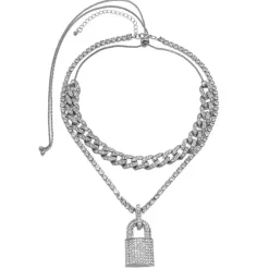 Necklaces & Chokers*Boogzel Clothing Y2K Rhinestone Lock Necklace