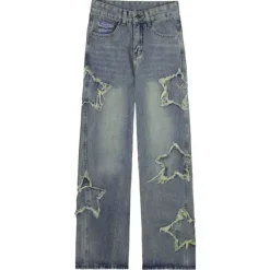Jeans*Boogzel Clothing Y2K Star Baggy Jeans Blue