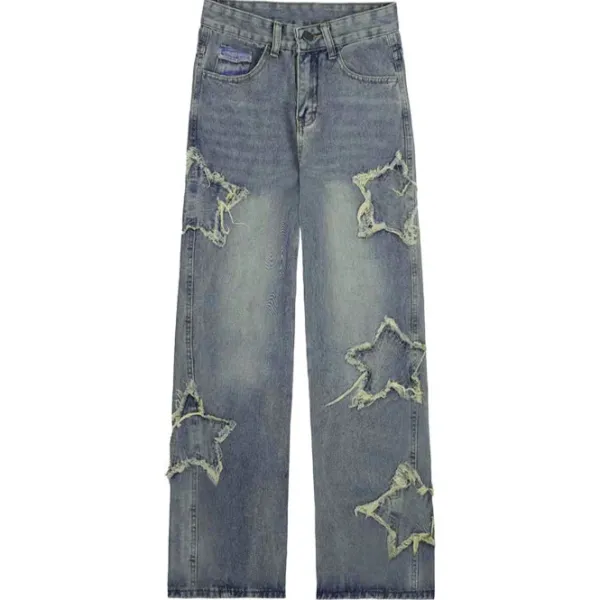 Jeans*Boogzel Clothing Y2K Star Baggy Jeans Blue