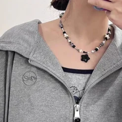 Necklaces & Chokers*Boogzel Clothing Y2K Star Beaded Necklace Black