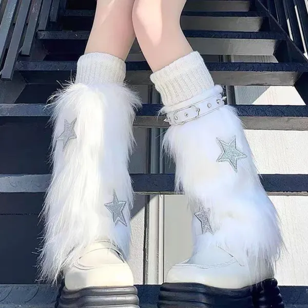 Other*Boogzel Clothing Y2K Star Fuzzy Leg Warmers