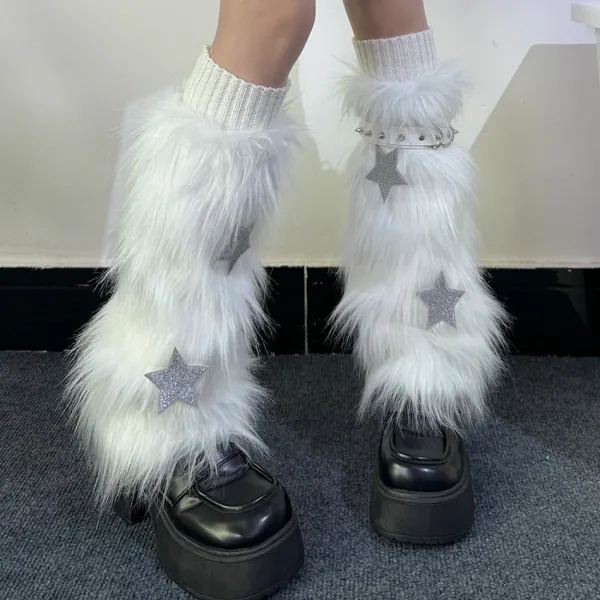 Other*Boogzel Clothing Y2K Star Fuzzy Leg Warmers